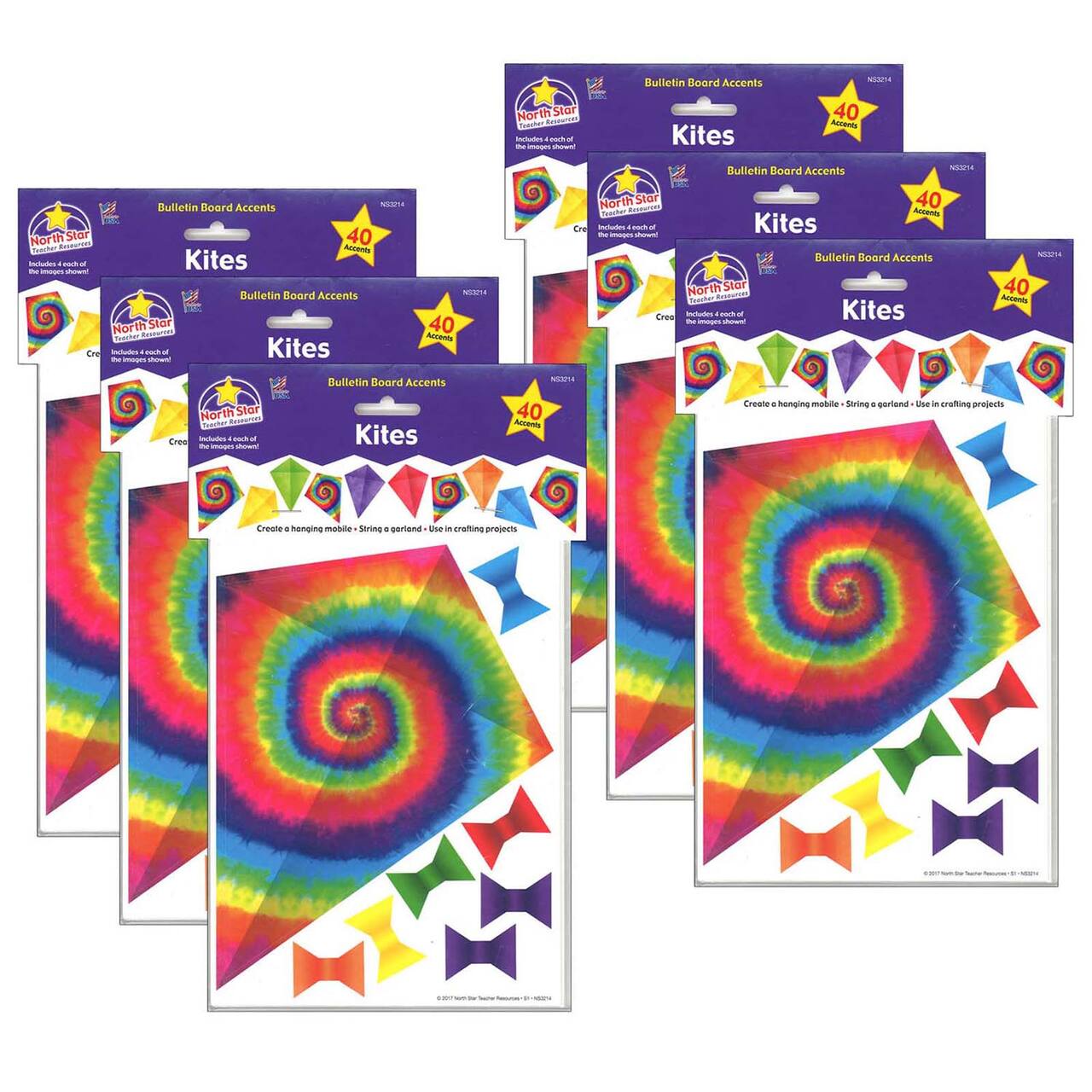 North Star Teacher Resources Kites Bulletin Board Accents, 6 Packs of 40